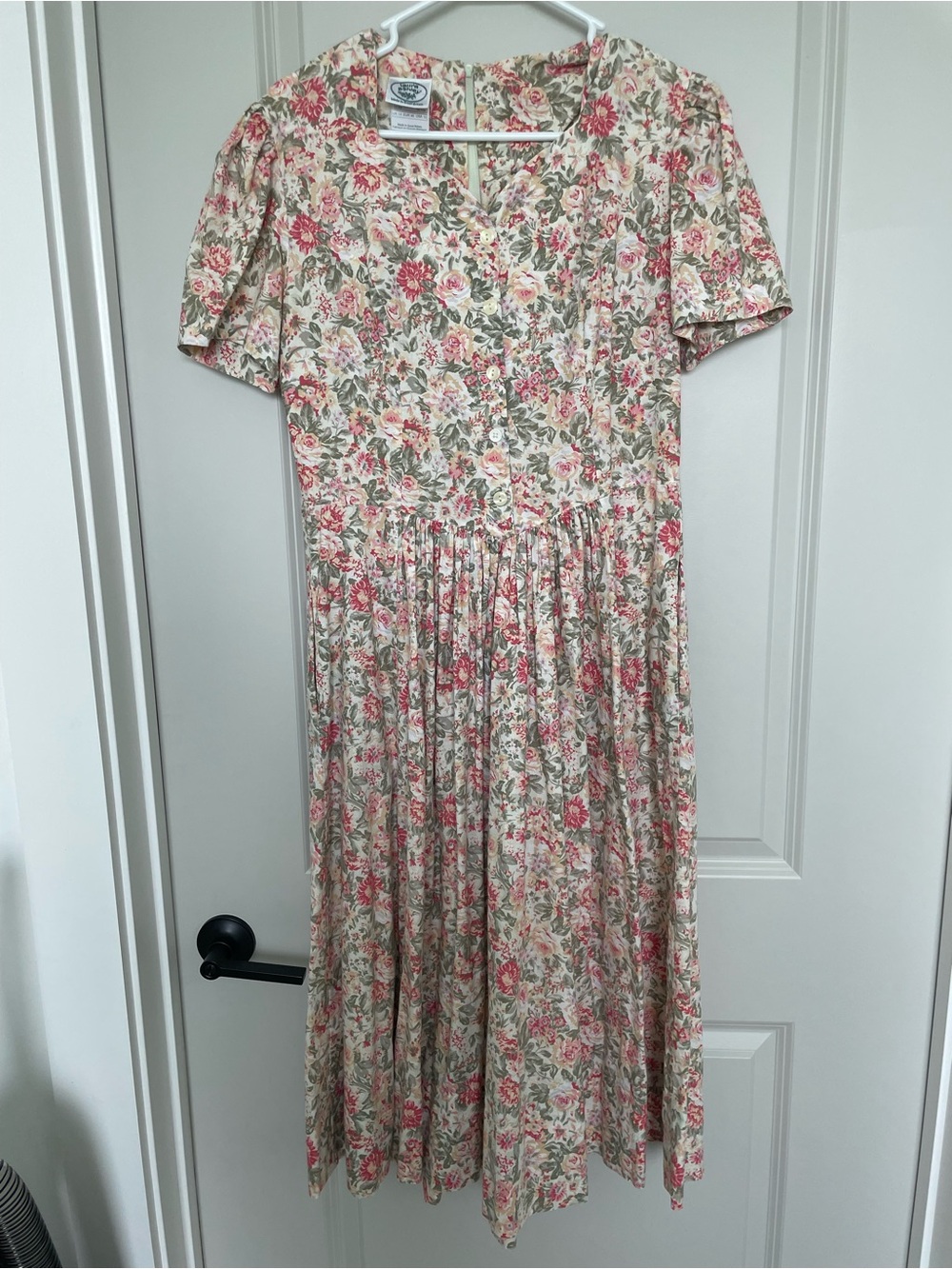 Laura Ashley Vintage Made in Great Britain Floral Cotton Midi Dress | USA 10